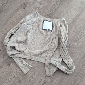 Abercrombie & Fitch Taupe Cable-Knit Button Cardigan